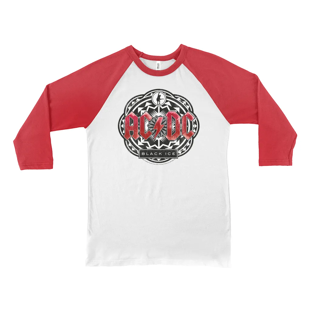 3/4 Sleeve Baseball Tee | Black Ice Red Design Shirt (Equineop Exclusive)
