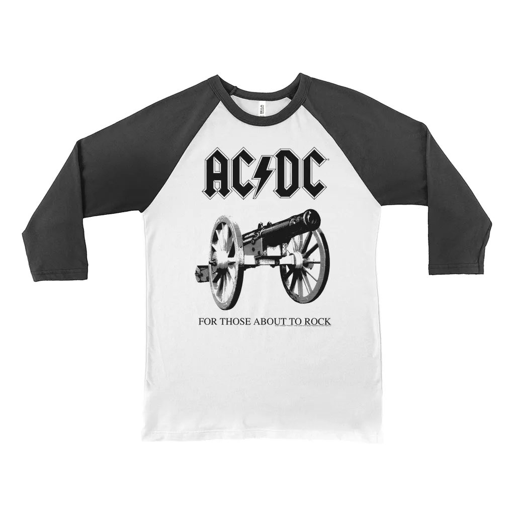 3/4 Sleeve Baseball Tee | For Those About To Rock Cannon Black Image Shirt