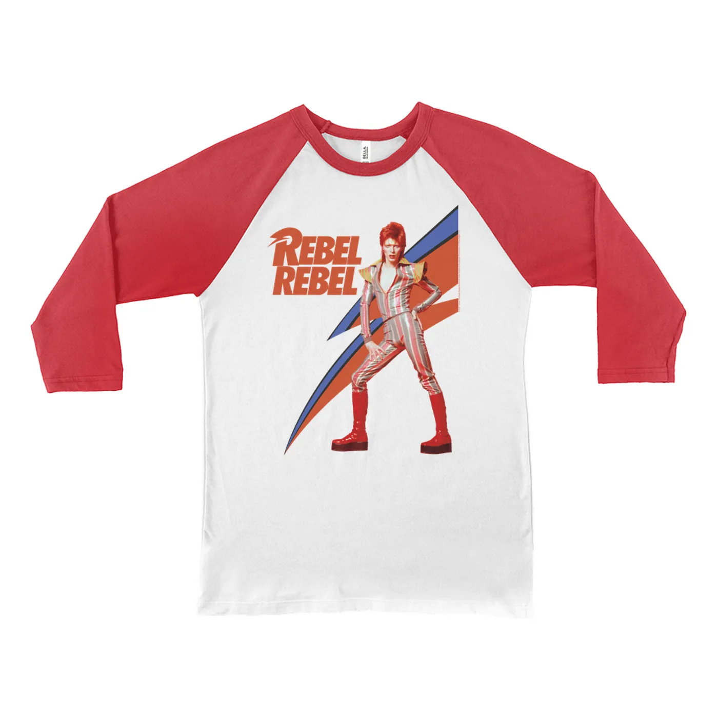 David Bowie 3/4 Sleeve Baseball Tee | Rebel Rebel Aladdin Sane Image David Bowie Shirt