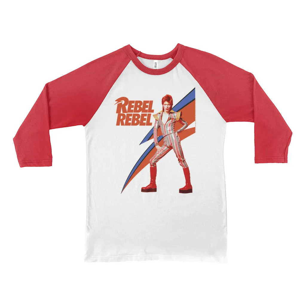 3/4 Sleeve Baseball Tee | Rebel Rebel Aladdin Sane Image Shirt