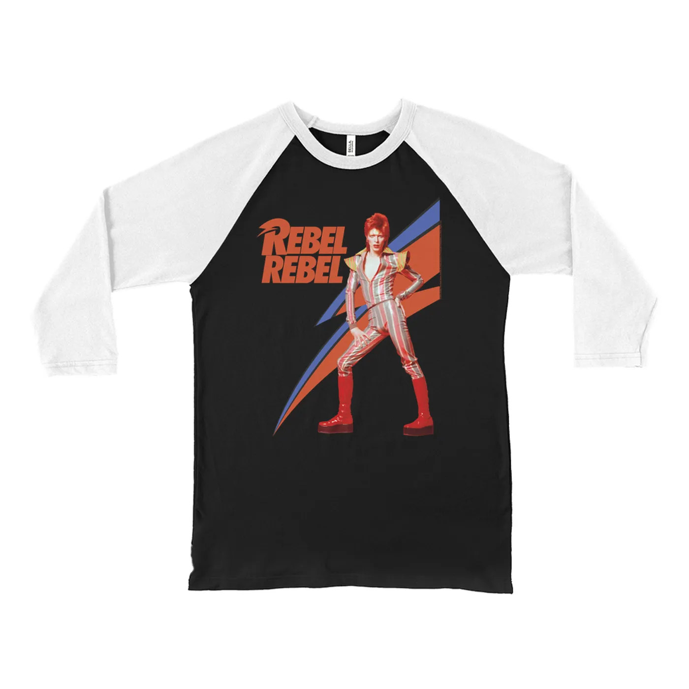 David Bowie 3/4 Sleeve Baseball Tee | Rebel Rebel Aladdin Sane Image David Bowie Shirt