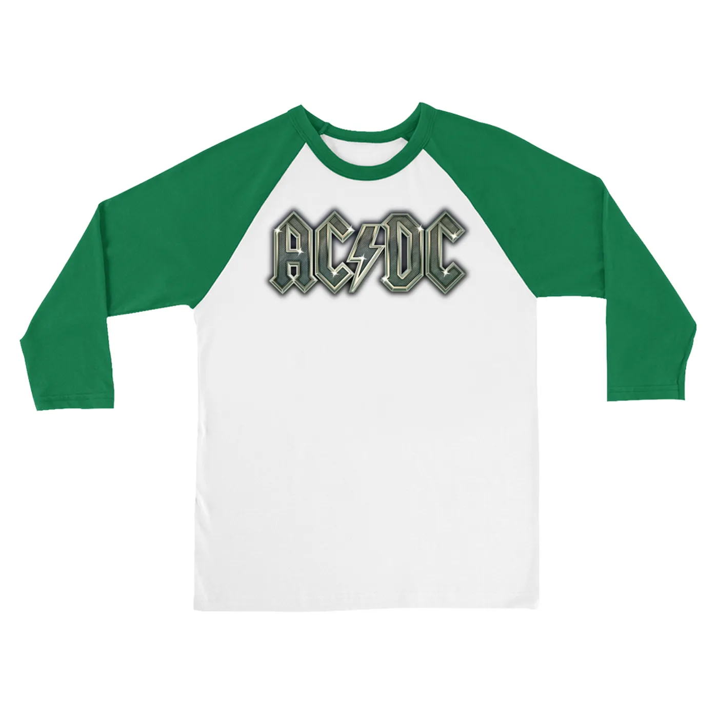 ACDC 3/4 Sleeve Baseball Tee | AC/DC Metal Metallic Logo ACDC Shirt