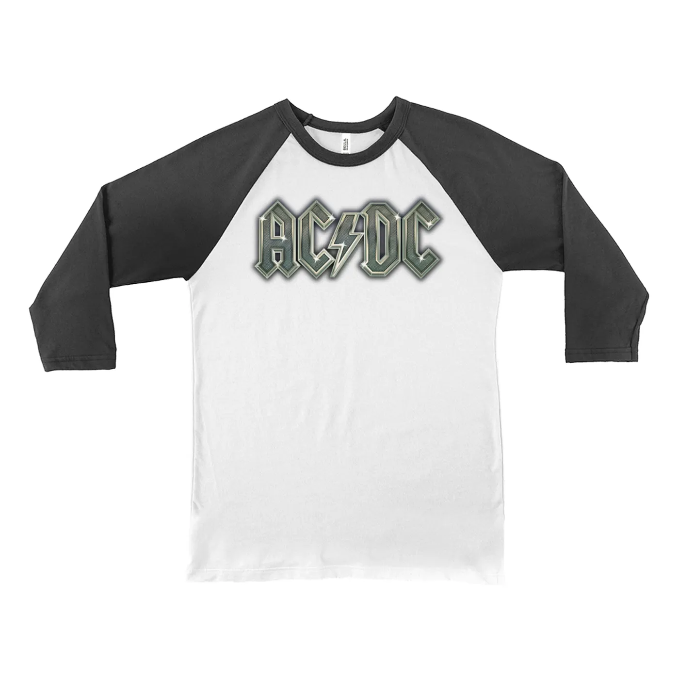 ACDC 3/4 Sleeve Baseball Tee | AC/DC Metal Metallic Logo ACDC Shirt