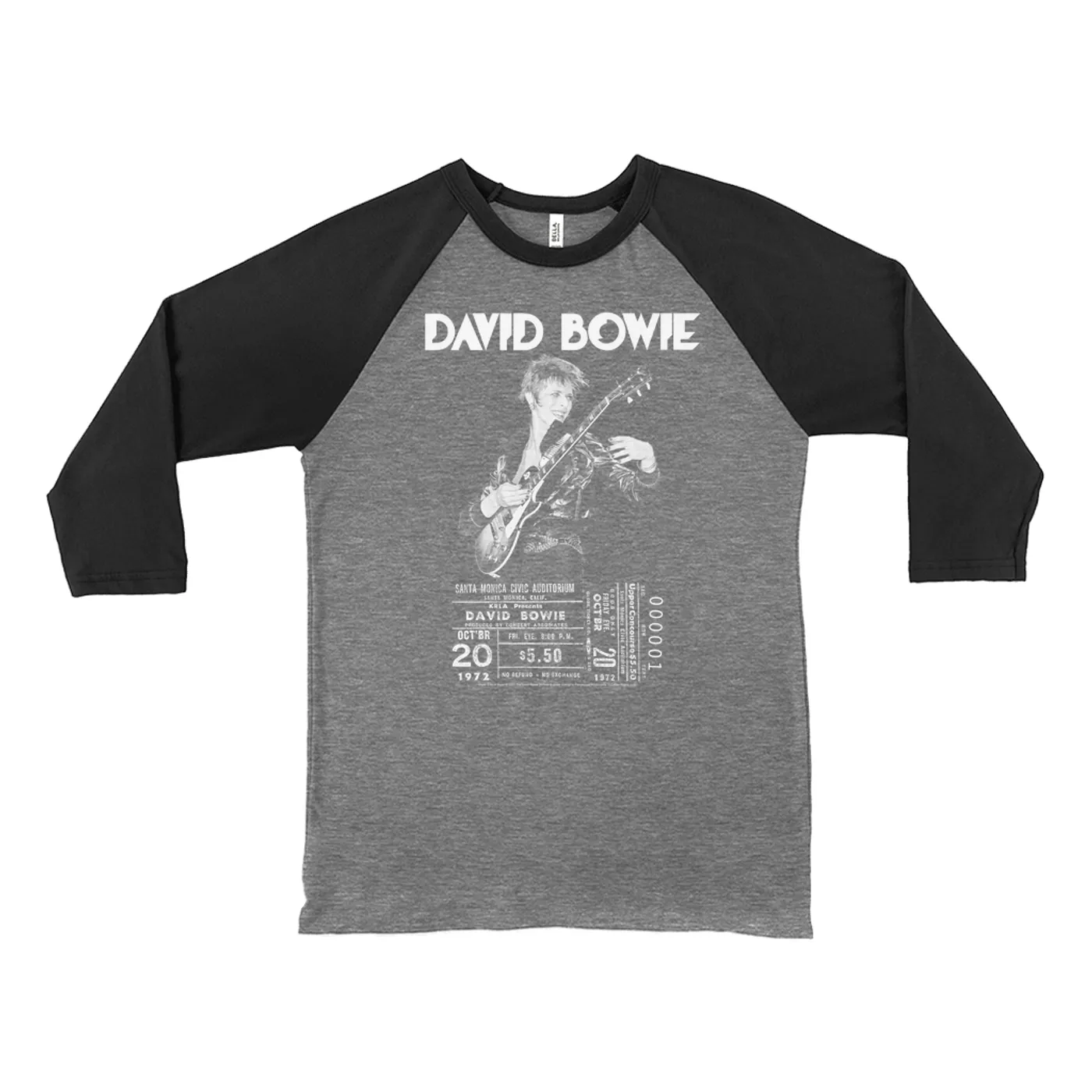 David Bowie 3/4 Sleeve Baseball Tee | On Stage With Ticket At Santa Monica David Bowie Shirt