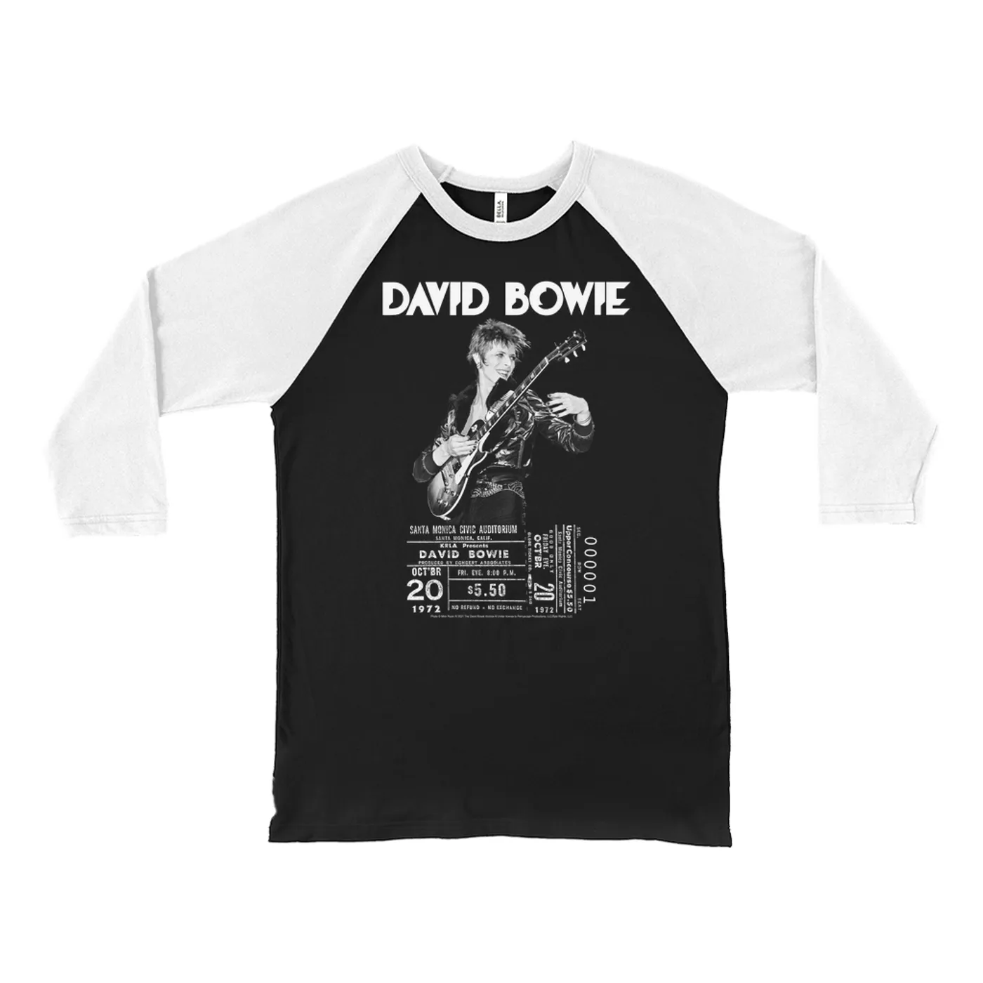 David Bowie 3/4 Sleeve Baseball Tee | On Stage With Ticket At Santa Monica David Bowie Shirt