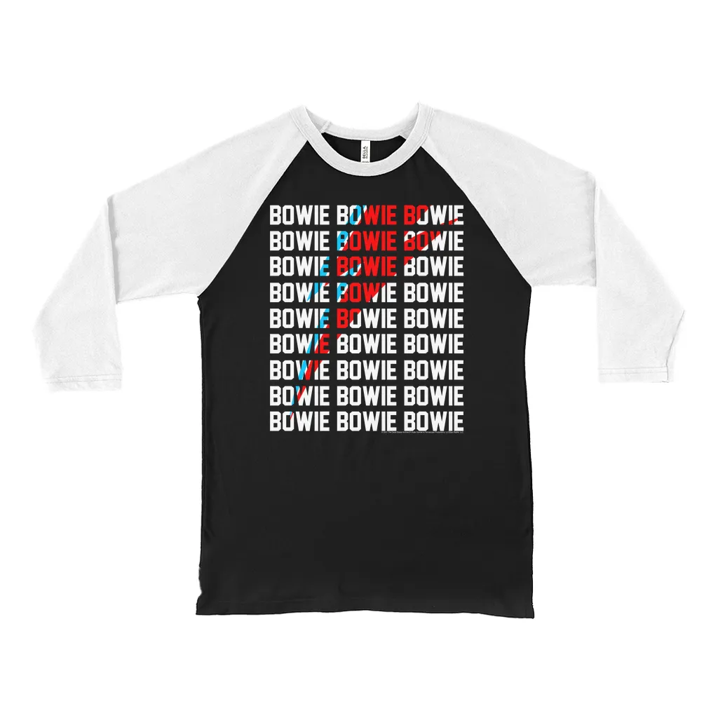 3/4 Sleeve Baseball Tee | Bowie Bowie Bowie And Bolt Shirt