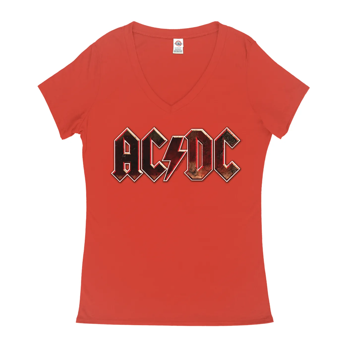 AC/DC Ladies' V-neck T-Shirt | Live At River Plate Metallic Logo ACDC Shirt