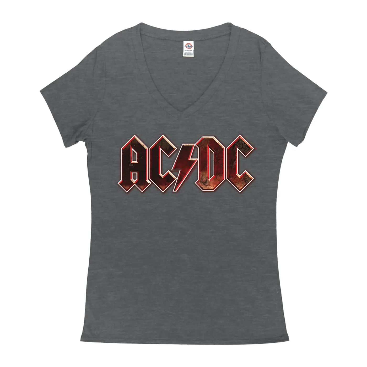 AC/DC Ladies' V-neck T-Shirt | Live At River Plate Metallic Logo ACDC Shirt