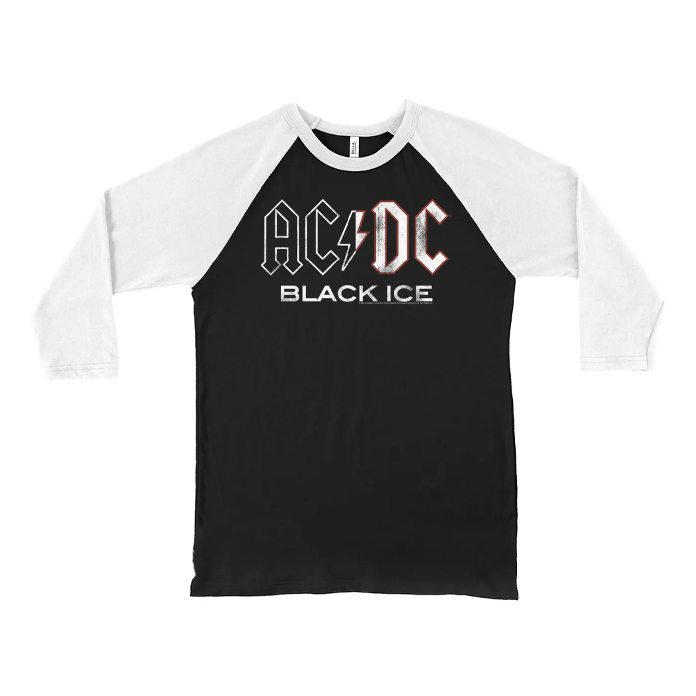 AC/DC 3/4 Sleeve Baseball Tee | Black Ice Album Design ACDC Shirt (Merchbar Exclusive)