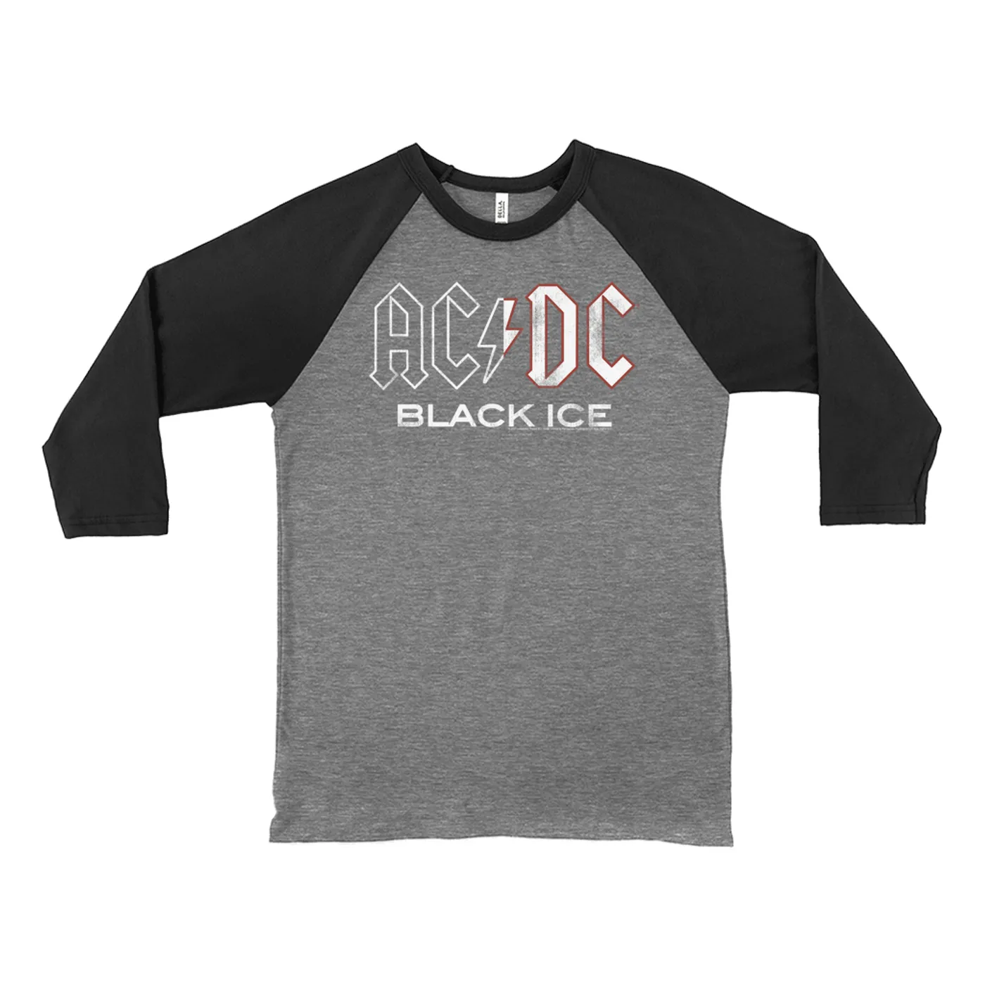 AC/DC 3/4 Sleeve Baseball Tee | Black Ice Album Design ACDC Shirt (Merchbar Exclusive)
