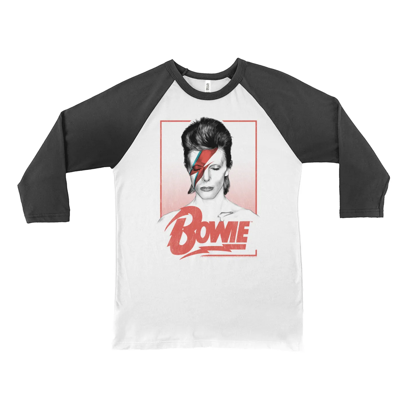 David Bowie 3/4 Sleeve Baseball Tee | Aladdin Sane Bowie Red Image David Bowie Shirt