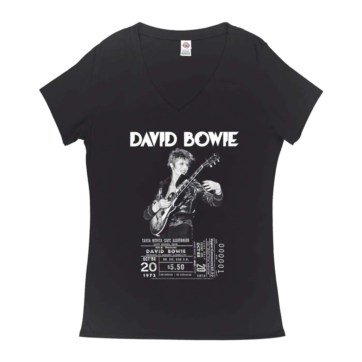 David Bowie Ladies' V-neck T-Shirt | On Stage With Ticket At Santa Monica David Bowie Shirt