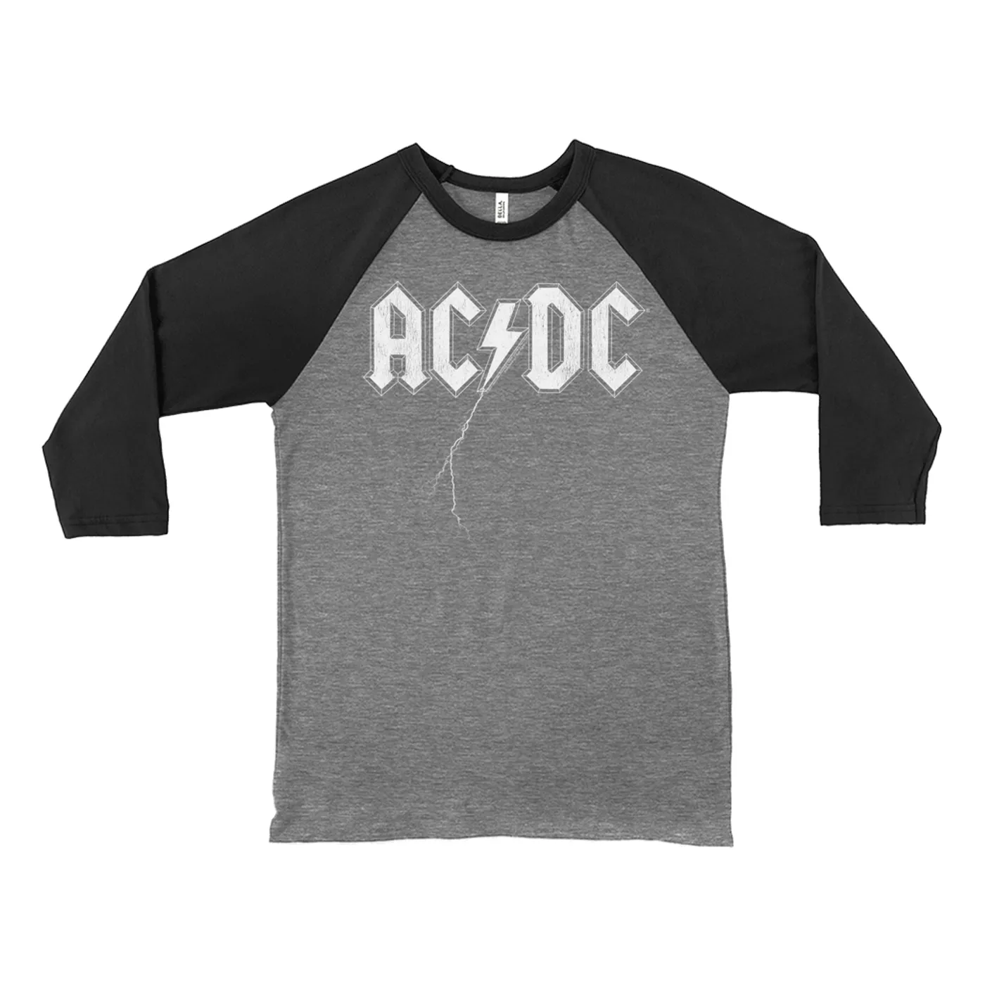 ACDC 3/4 Sleeve Baseball Tee | AC/DC Lightning Strike Logo ACDC Shirt (Merchbar Exclusive)