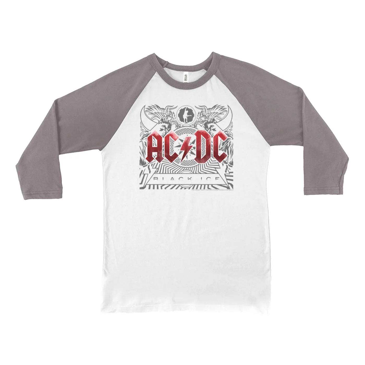 AC/DC 3/4 Sleeve Baseball Tee | Black Ice Album Cover Art ACDC Shirt (Merchbar Exclusive)