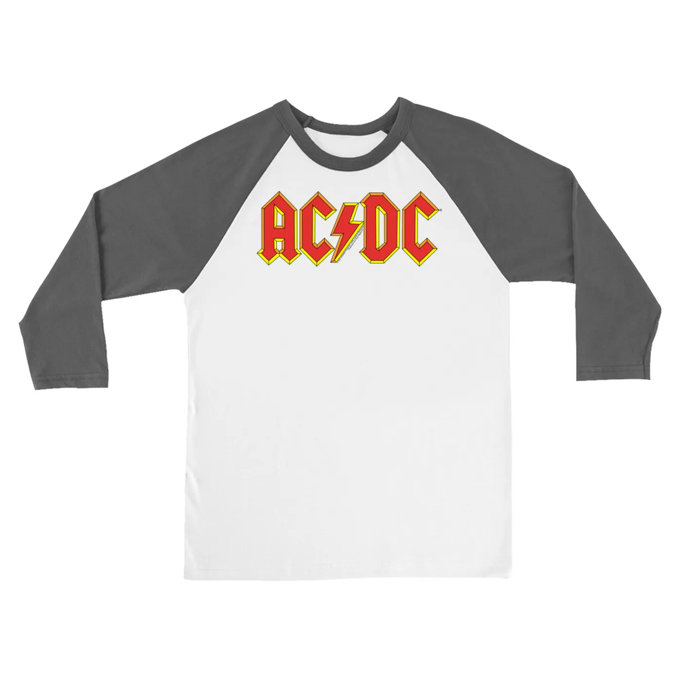 AC/DC 3/4 Sleeve Baseball Tee | Classic Red Yellow Logo ACDC Shirt