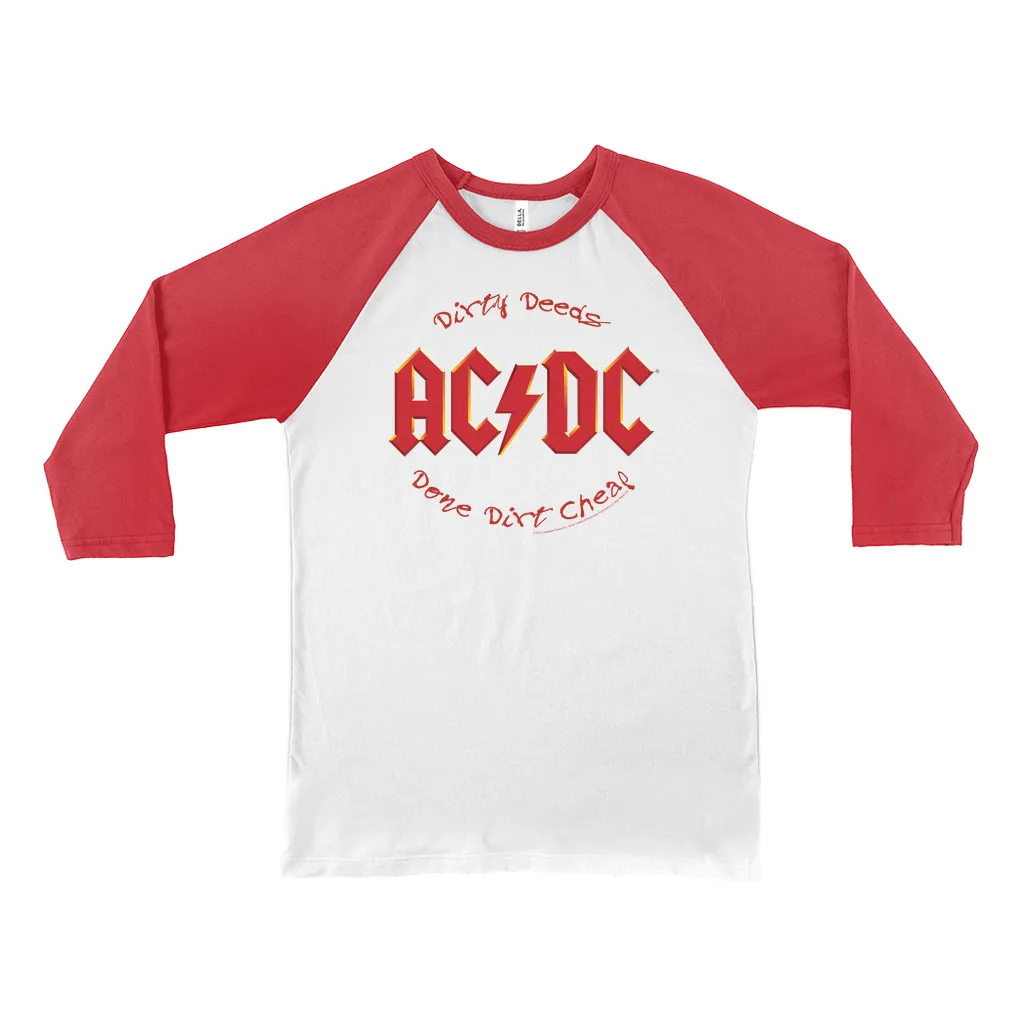 3/4 Sleeve Baseball Tee | Dirty Deeds Done Dirt Cheap Script Design Shirt