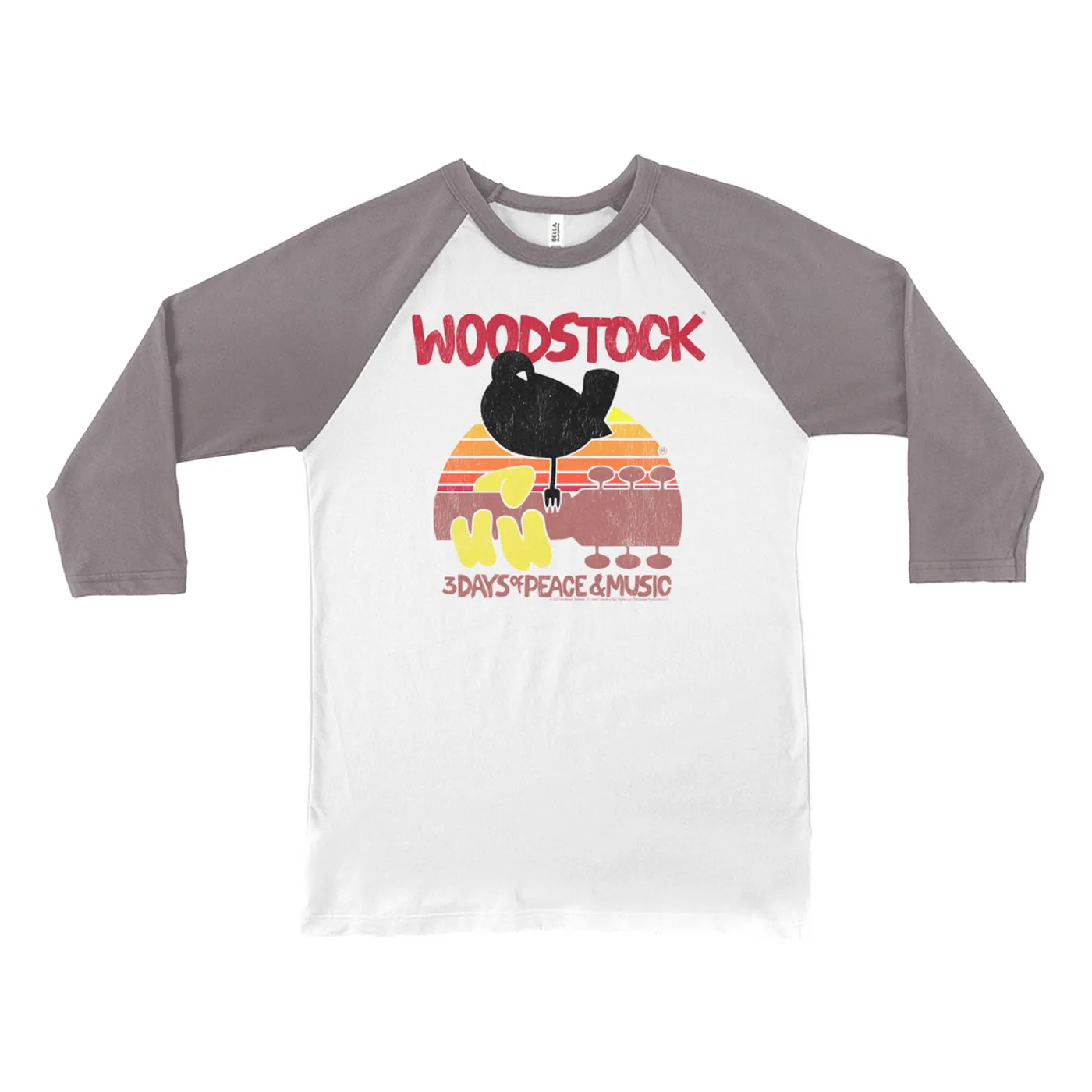 Woodstock 3/4 Sleeve Baseball Tee | Bird And Guitar Woodstock Sunset Woodstock Shirt