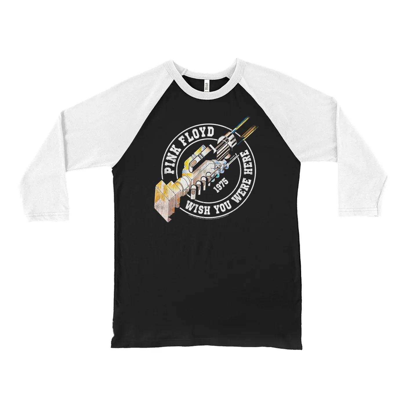 Pink Floyd 3/4 Sleeve Baseball Tee | Wish You Were Here Sticker Design Pink Floyd Shirt