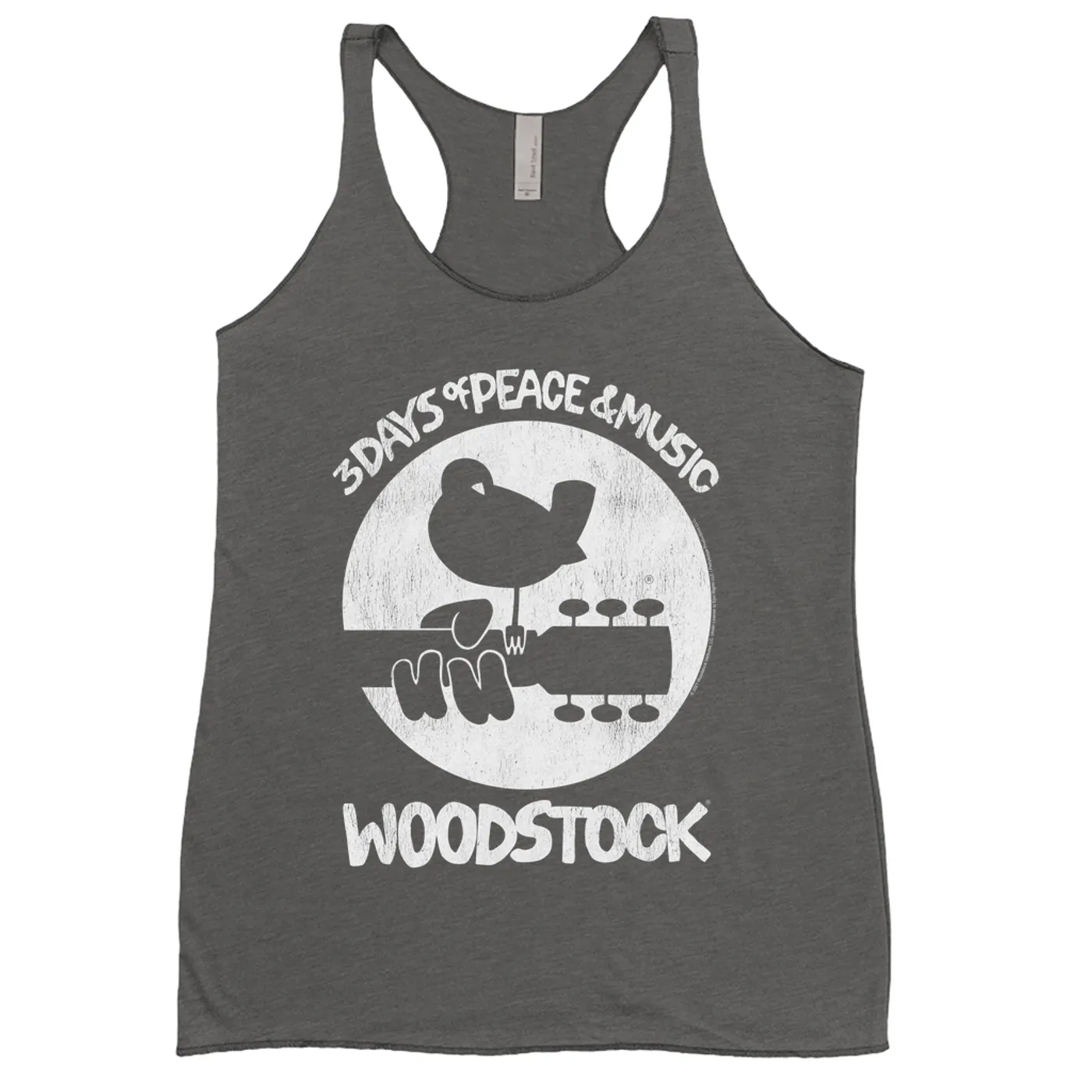 Woodstock Ladies' Tank Top | Woodstock Bird And Guitar All In White Woodstock Shirt