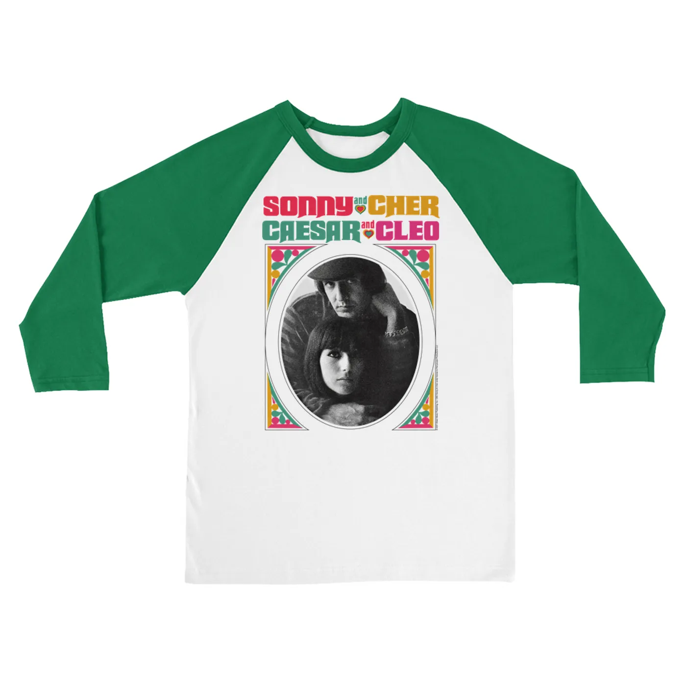 Sonny & Cher 3/4 Sleeve Baseball Tee | Retro Frame Caesar And Cleo Image Sonny and Cher Shirt