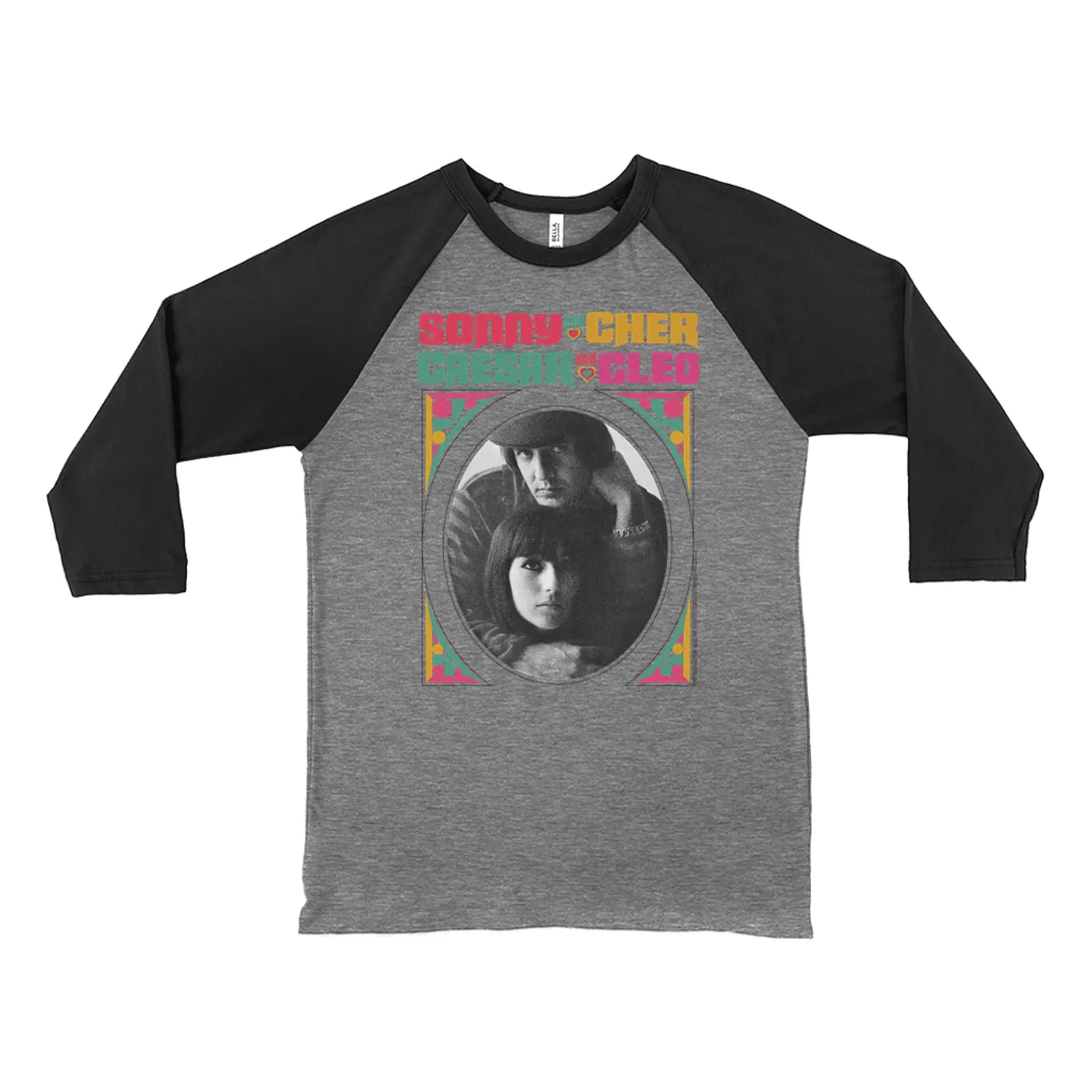 Sonny & Cher 3/4 Sleeve Baseball Tee | Retro Frame Caesar And Cleo Image Sonny and Cher Shirt
