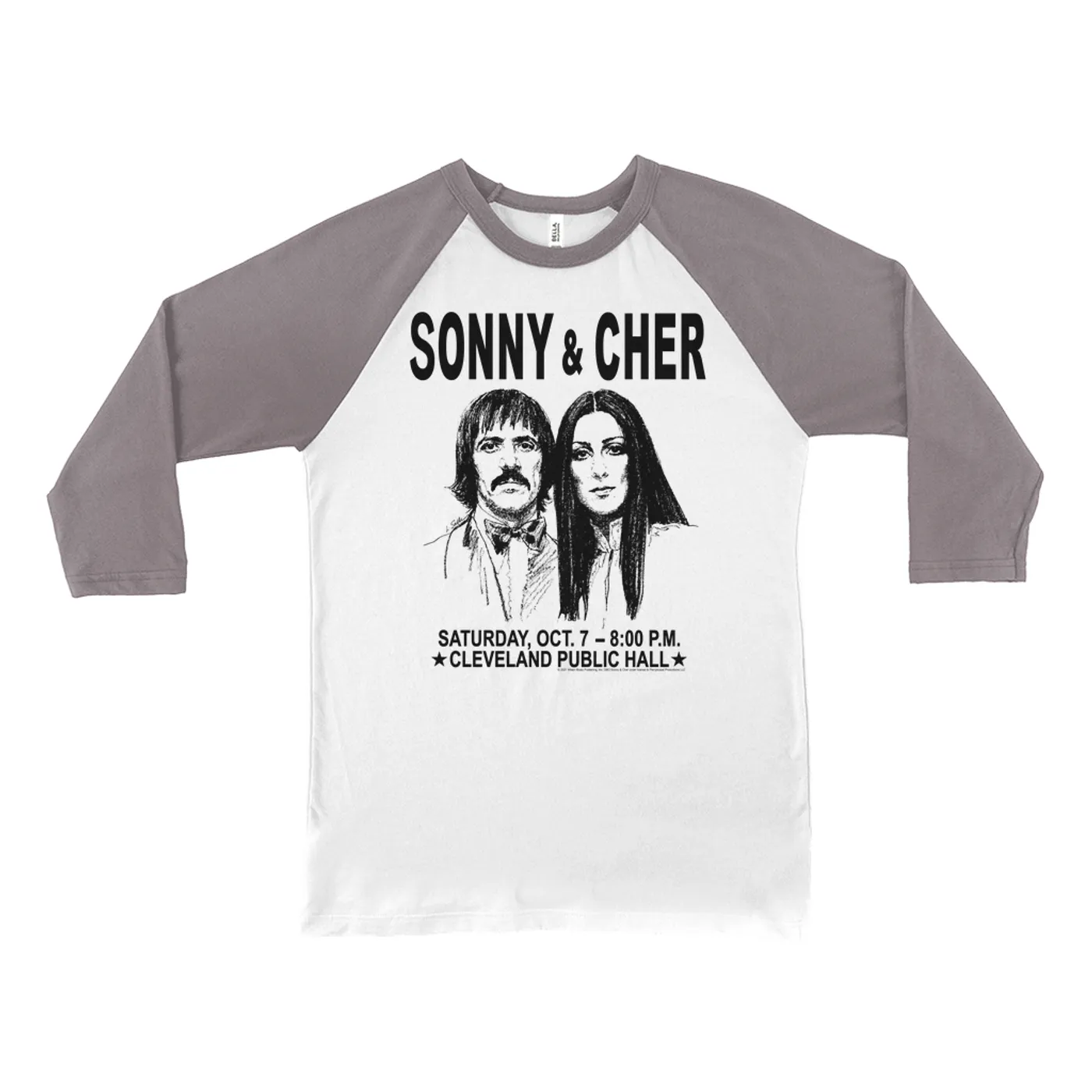 Sonny & Cher 3/4 Sleeve Baseball Tee | Cleaveland Hall Concert Poster Sonny and Cher Shirt