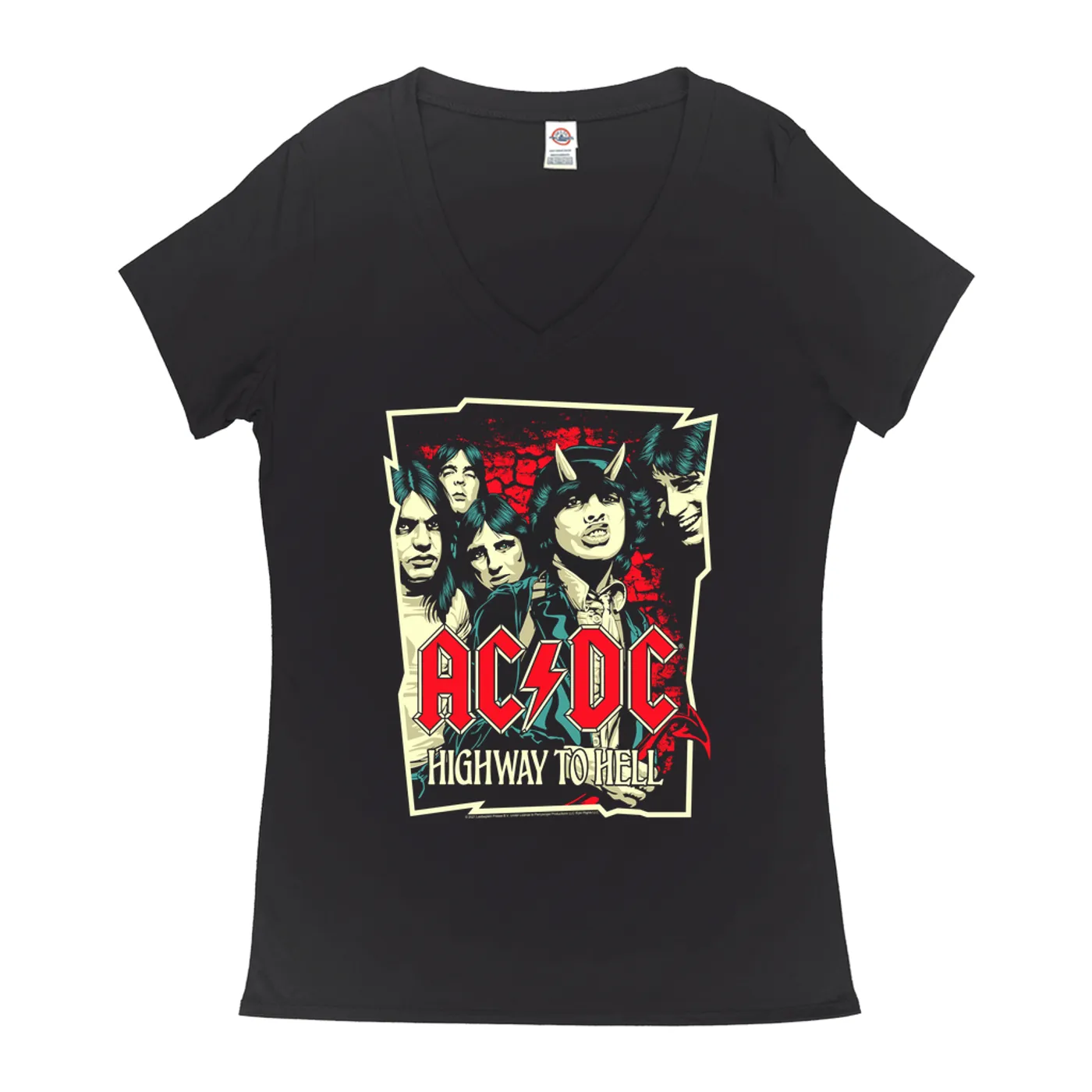 AC/DC Ladies' V-neck T-Shirt | Highway To Hell Red Design ACDC Shirt