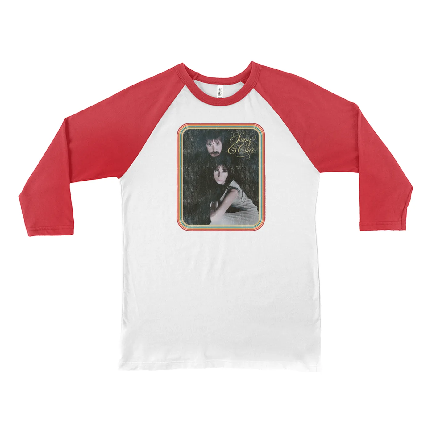 Sonny & Cher 3/4 Sleeve Baseball Tee | The Two Of Us Retro Fame And Logo Sonny and Cher Shirt (Merchbar Exclusive)