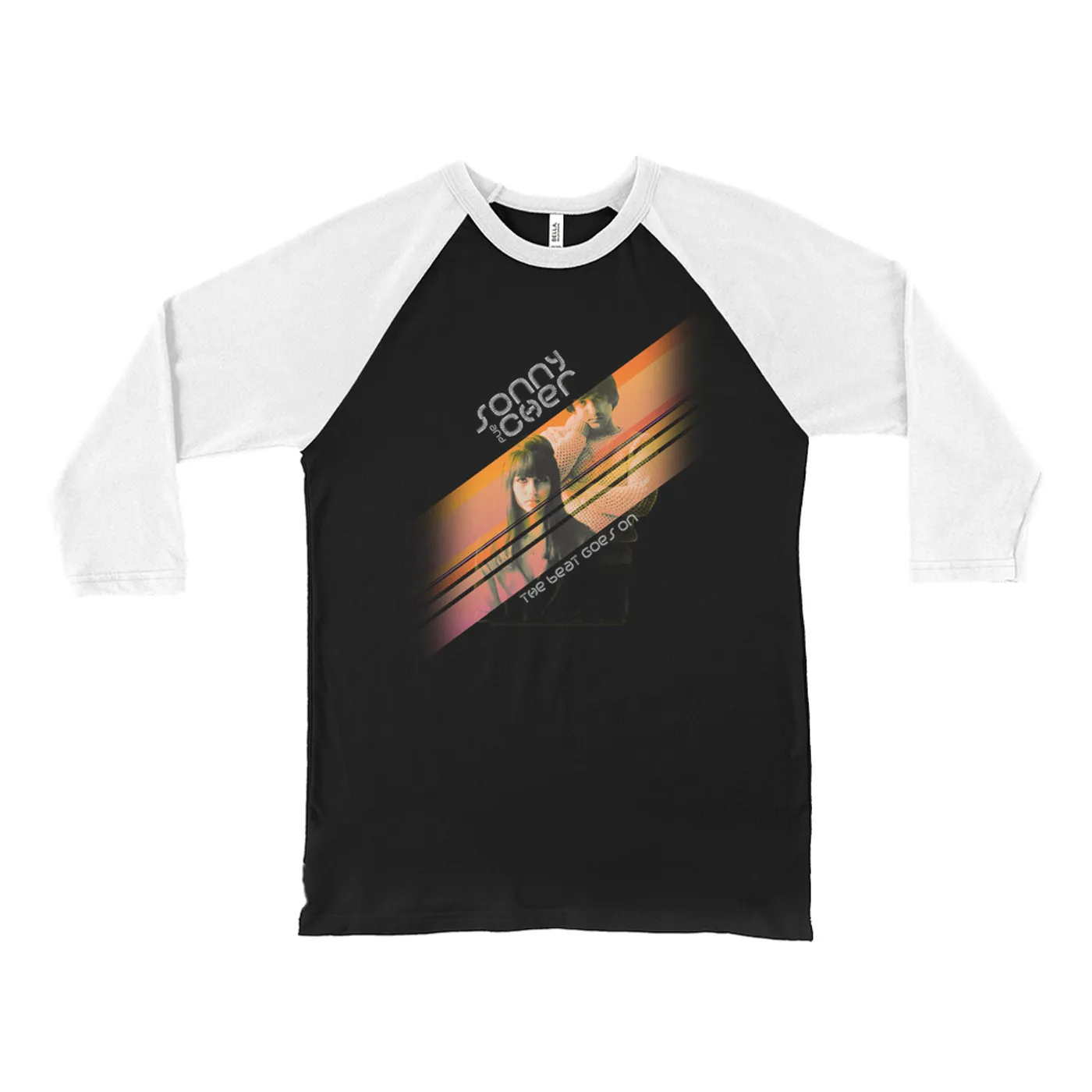 Sonny & Cher 3/4 Sleeve Baseball Tee | The Beat Goes On Orange Stripes Sonny and Cher Shirt