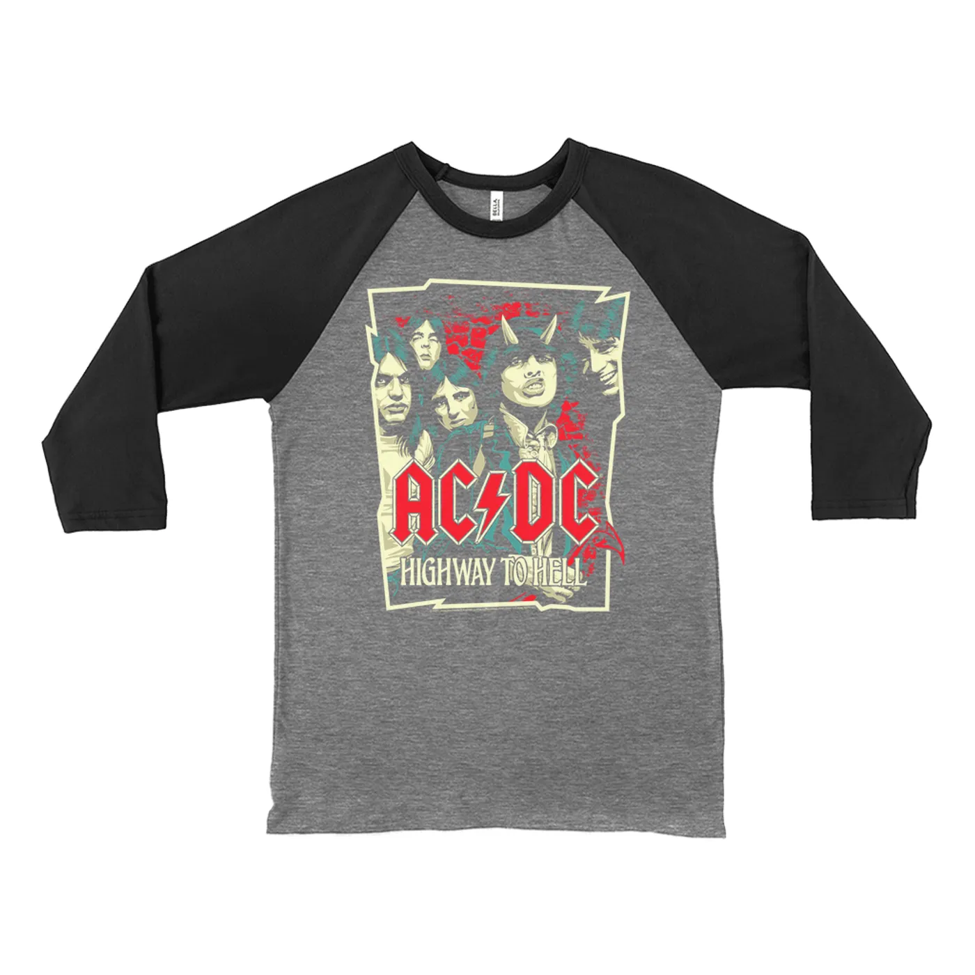 AC/DC 3/4 Sleeve Baseball Tee | Highway To Hell Red Design ACDC Shirt