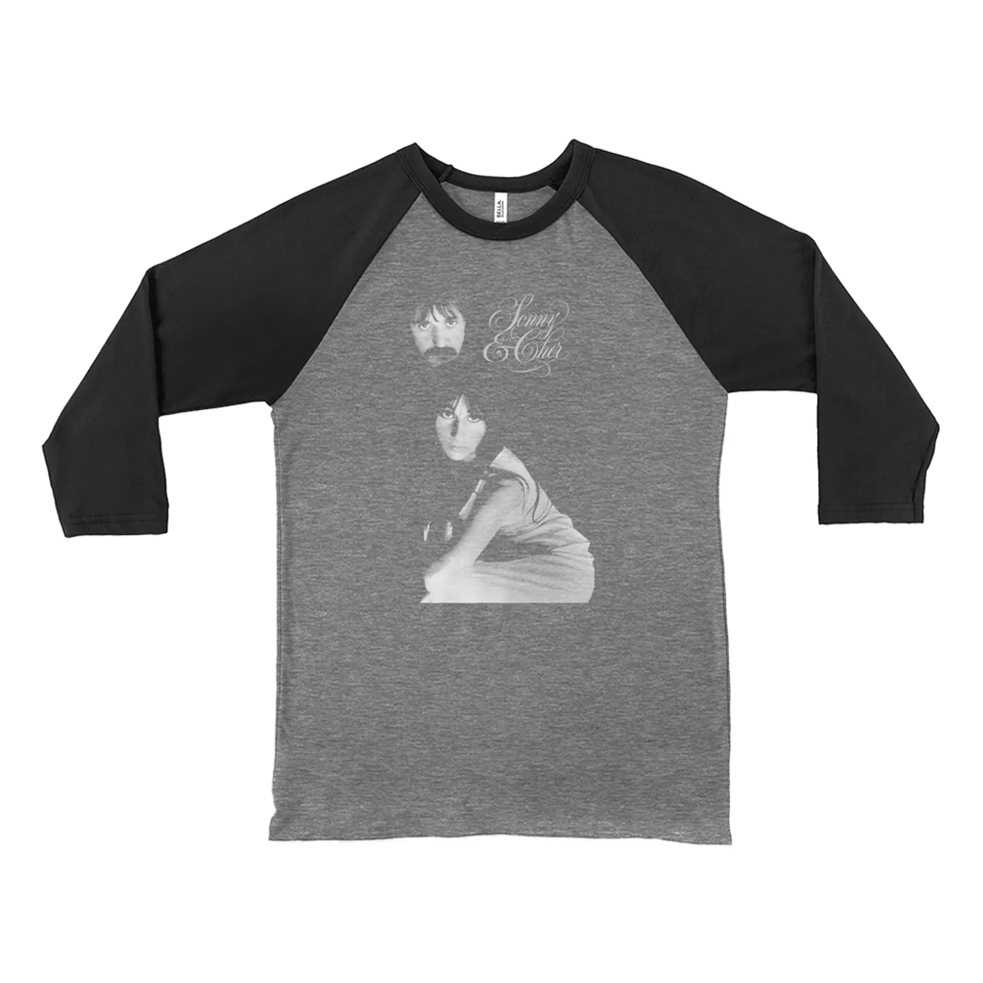 Sonny & Cher 3/4 Sleeve Baseball Tee | The Two Of Us Photo And Logo Sonny and Cher Shirt (Merchbar Exclusive)