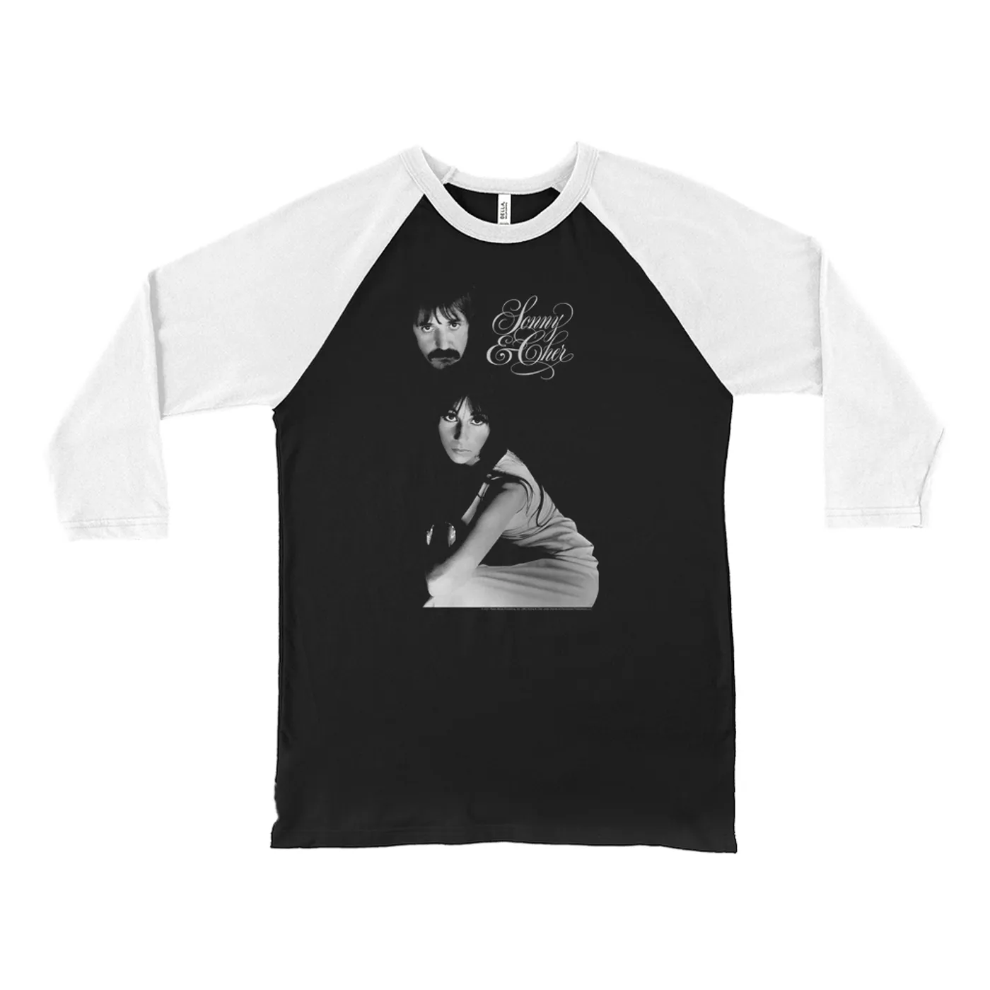 Sonny & Cher 3/4 Sleeve Baseball Tee | The Two Of Us Photo And Logo Sonny and Cher Shirt (Merchbar Exclusive)