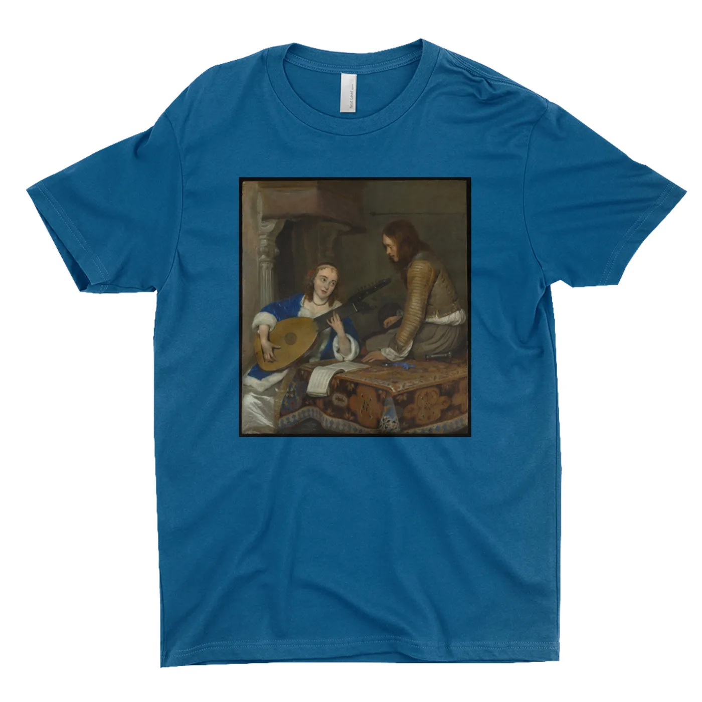 Merchbar Museum Series T-Shirt | A Woman Playing the Theorbo-Lute and a Cavalier Merchbar Museum Series Shirt
