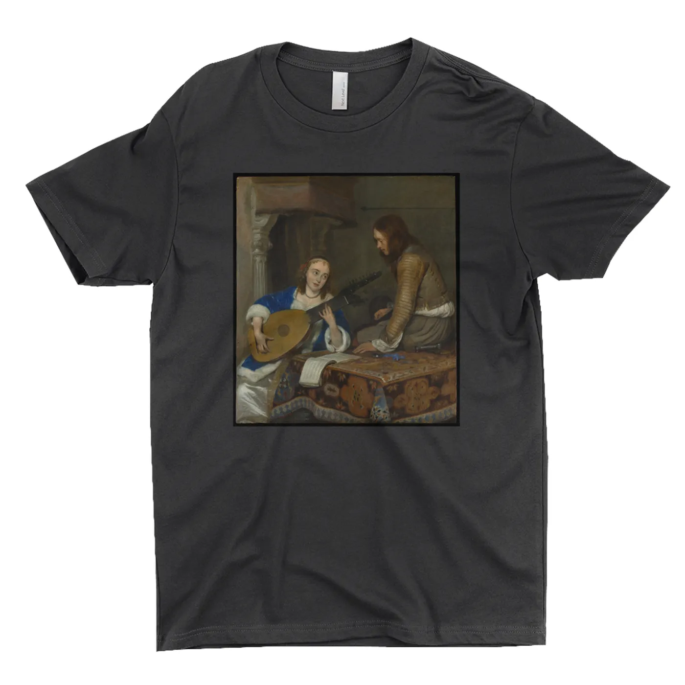 Merchbar Museum Series T-Shirt | A Woman Playing the Theorbo-Lute and a Cavalier Merchbar Museum Series Shirt