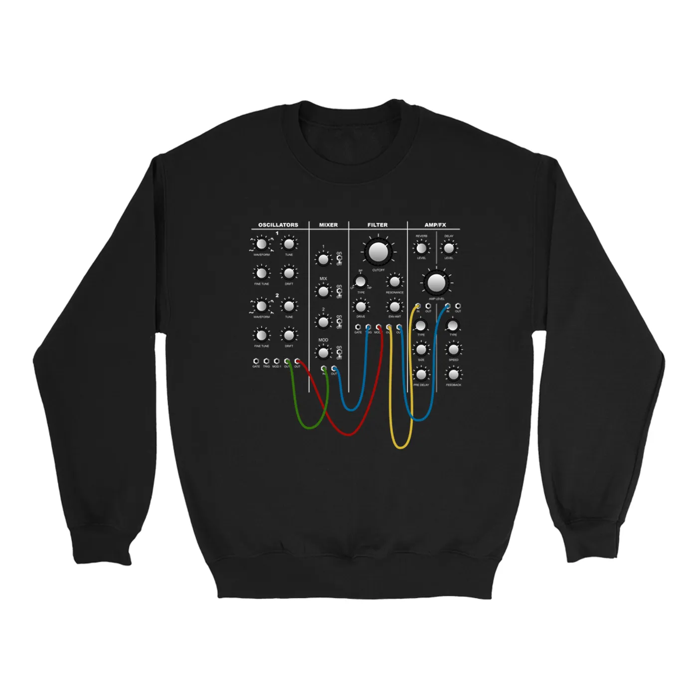 Merchbar Music Life Sweatshirt | Modular Synth Chest Panel Merchbar Music Life Sweatshirt