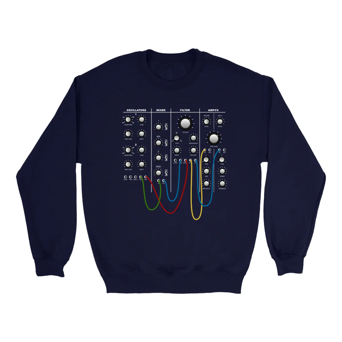 Merchbar Music Life Sweatshirt | Modular Synth Chest Panel Merchbar Music Life Sweatshirt