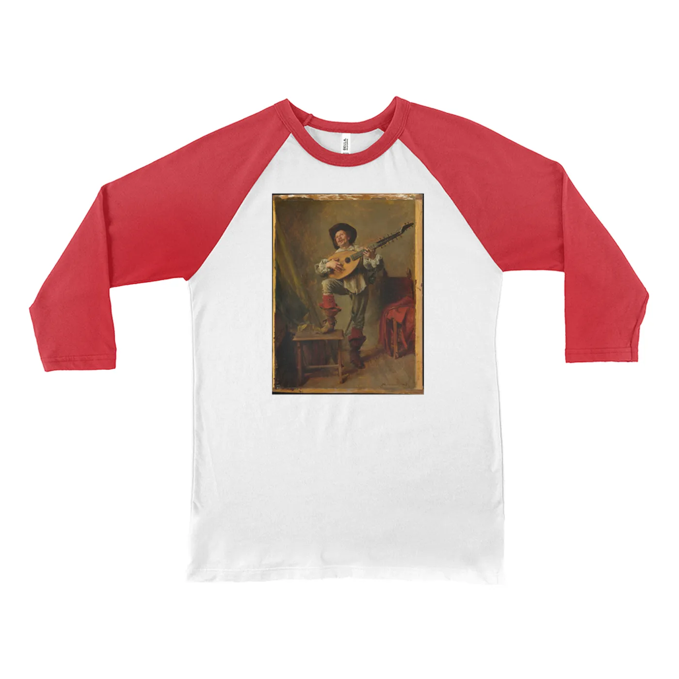 Merchbar Museum Series 3/4 Sleeve Baseball Tee | Soldier Playing the Theorbo Merchbar Museum Series Shirt
