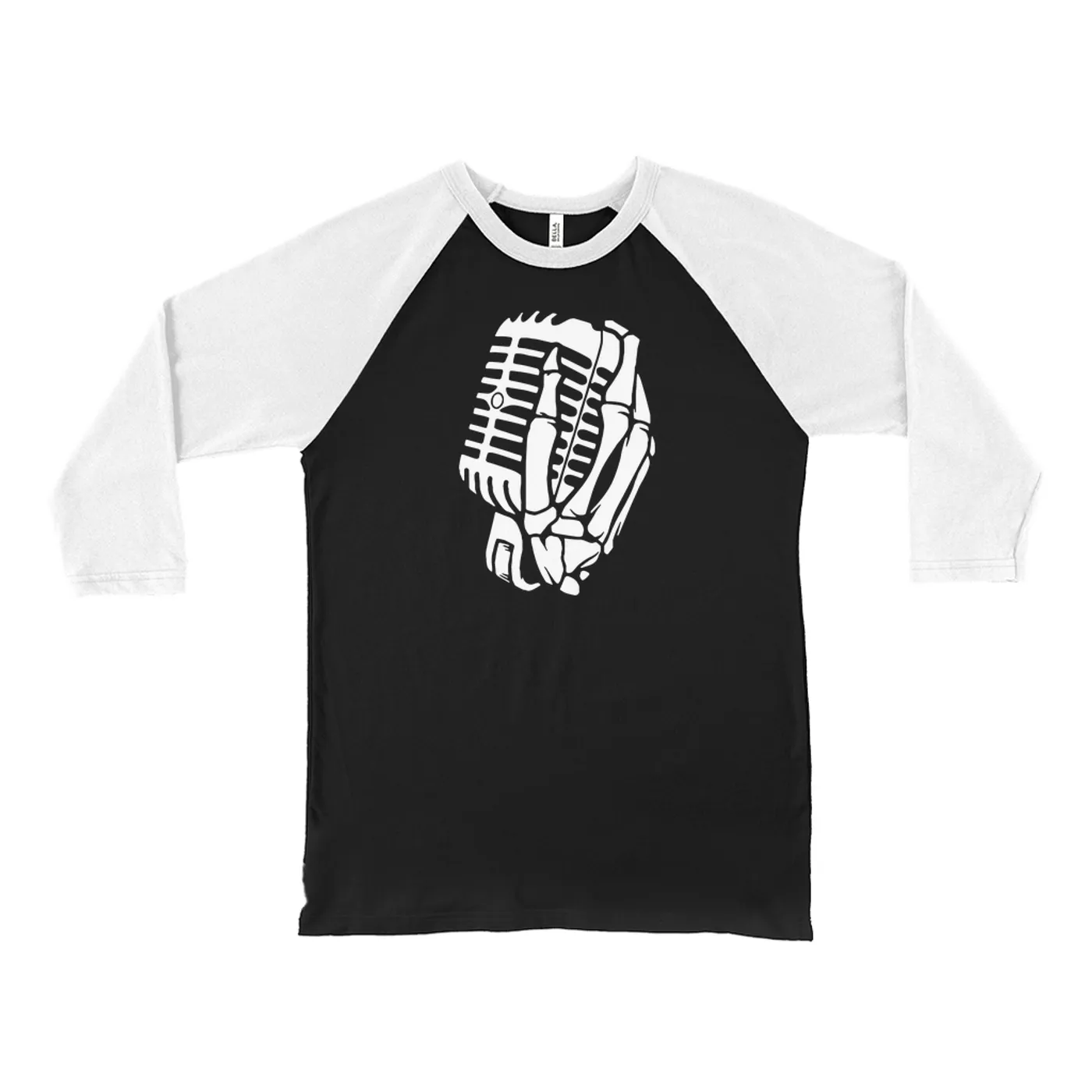 Merchbar Music Life 3/4 Sleeve Baseball Tee | Skelehands On The Mic Merchbar Music Life Shirt