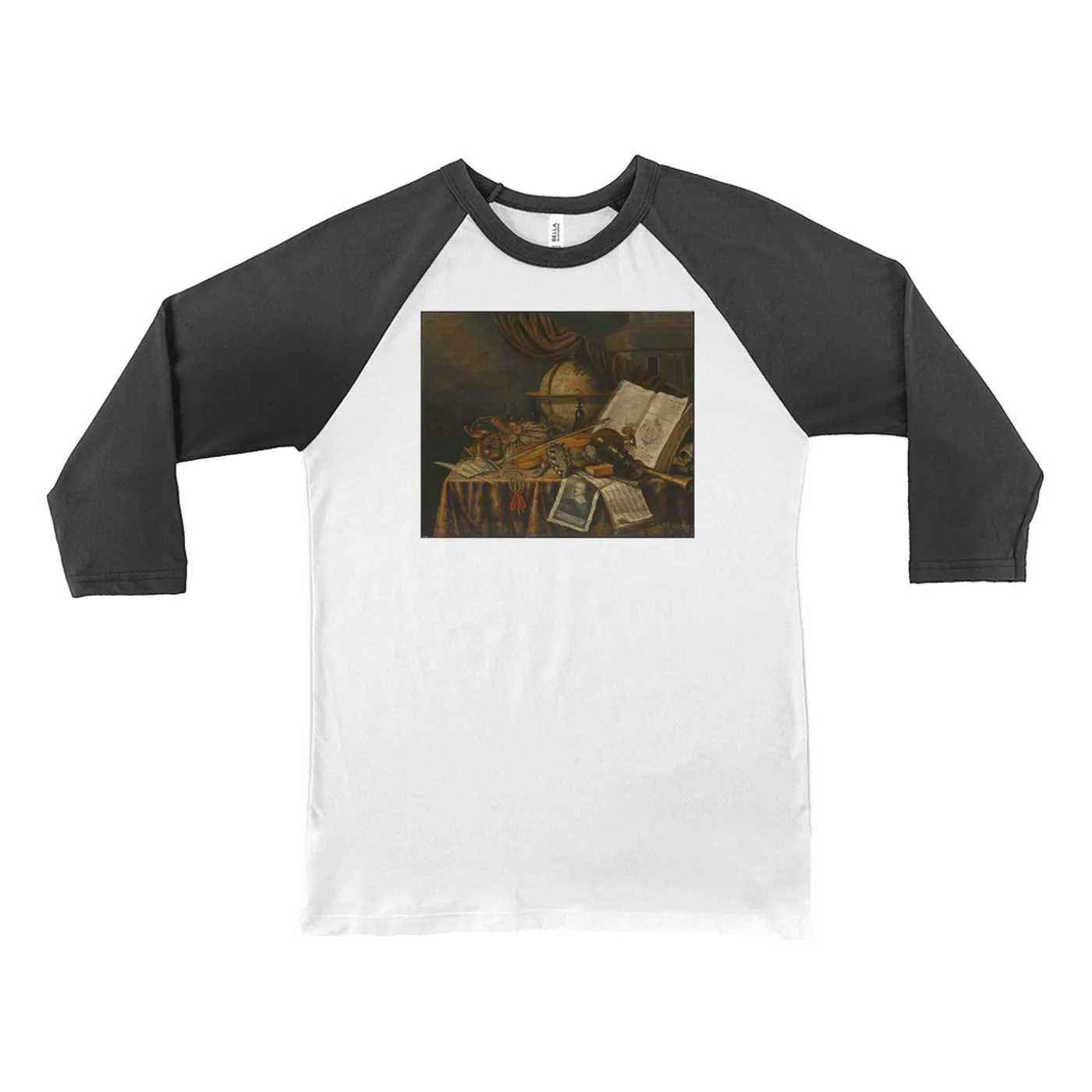 Merchbar Museum Series 3/4 Sleeve Baseball Tee | Vanitas Still Life Merchbar Museum Series Shirt