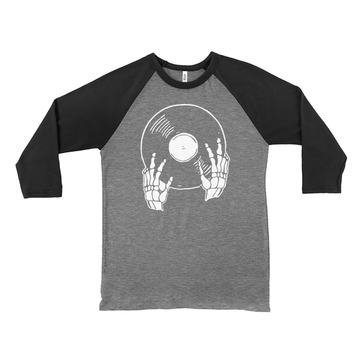 Merchbar Music Life 3/4 Sleeve Baseball Tee | Skeletons Spin Vinyl Too Merchbar Music Life Shirt