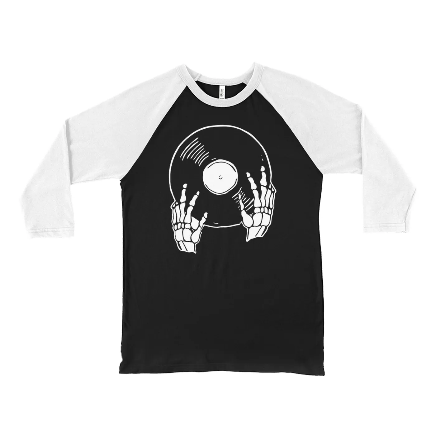 Merchbar Music Life 3/4 Sleeve Baseball Tee | Skeletons Spin Vinyl Too Merchbar Music Life Shirt
