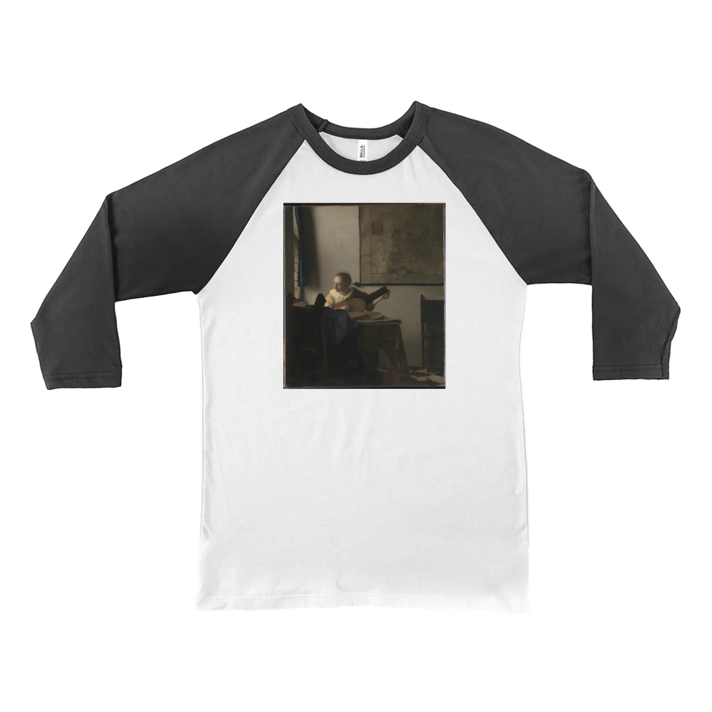 Merchbar Museum Series 3/4 Sleeve Baseball Tee | Young Woman with a Lute Merchbar Museum Series Shirt