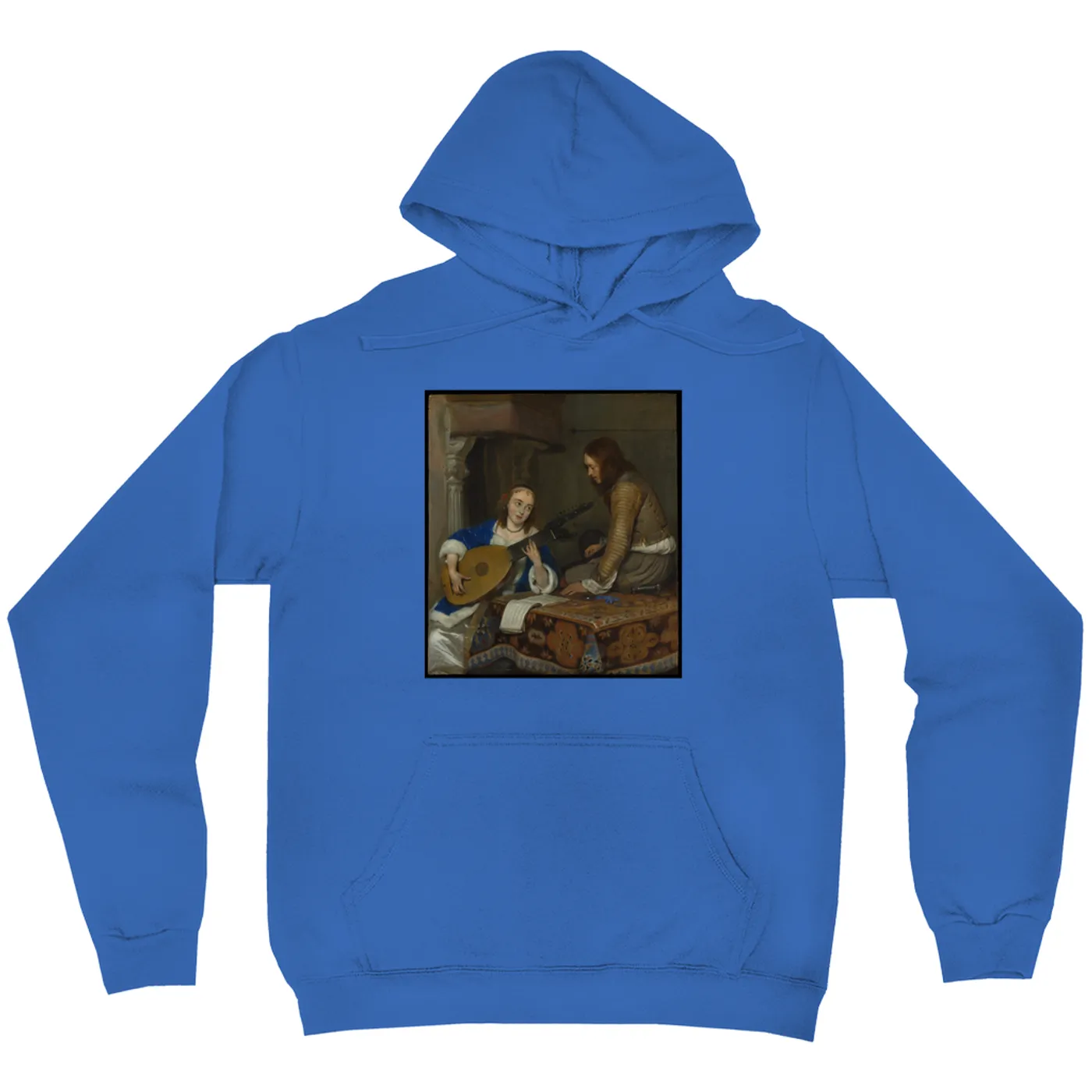 Merchbar Museum Series Hoodie | A Woman Playing the Theorbo-Lute and a Cavalier Merchbar Museum Series Hoodie