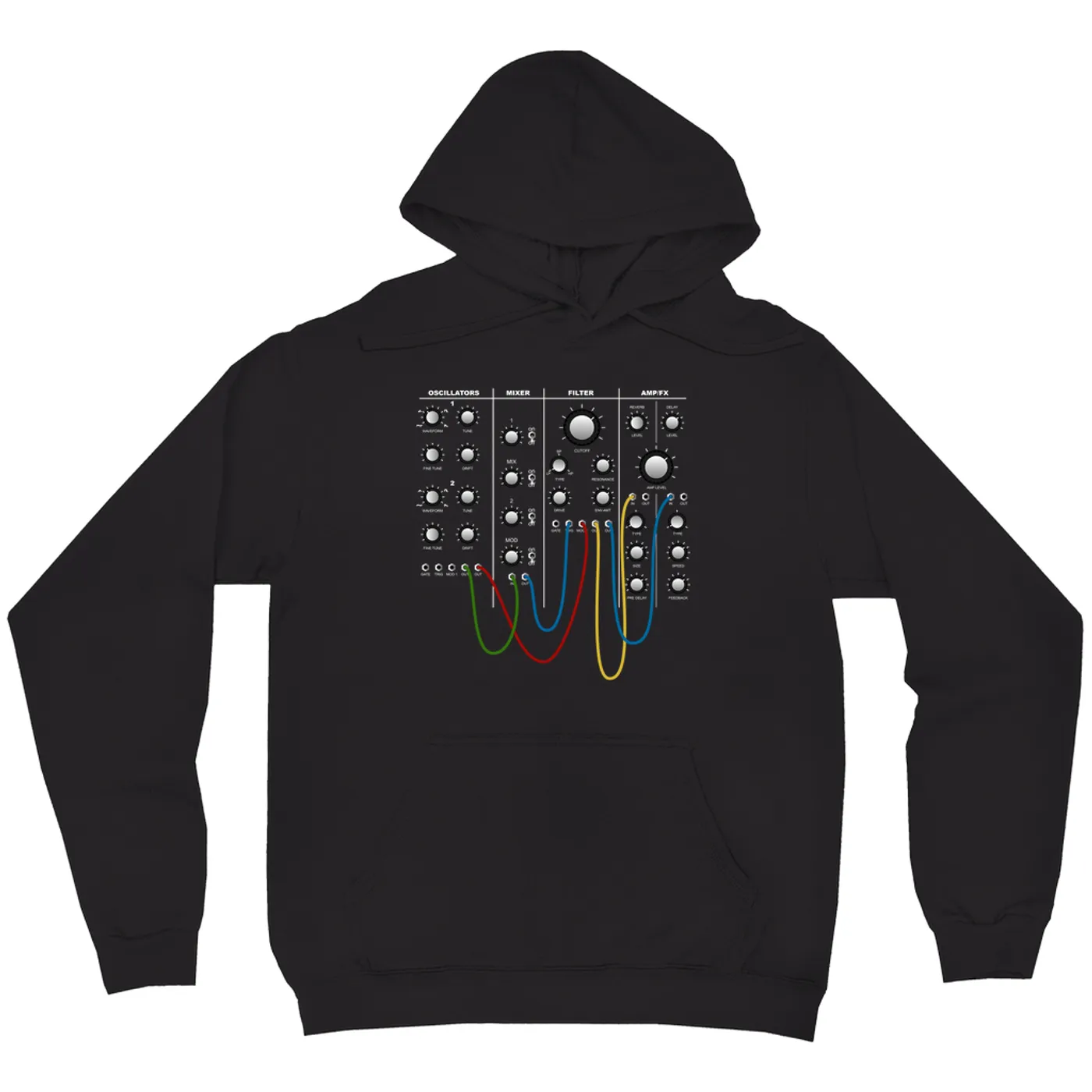 Merchbar Music Life Hoodie | Modular Synth Chest Panel Merchbar Music Life Hoodie