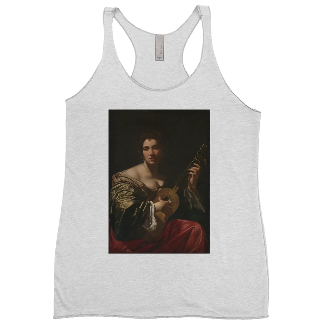 Merchbar Museum Series Ladies' Tank Top | Woman Playing a Guitar Merchbar Museum Series Shirt