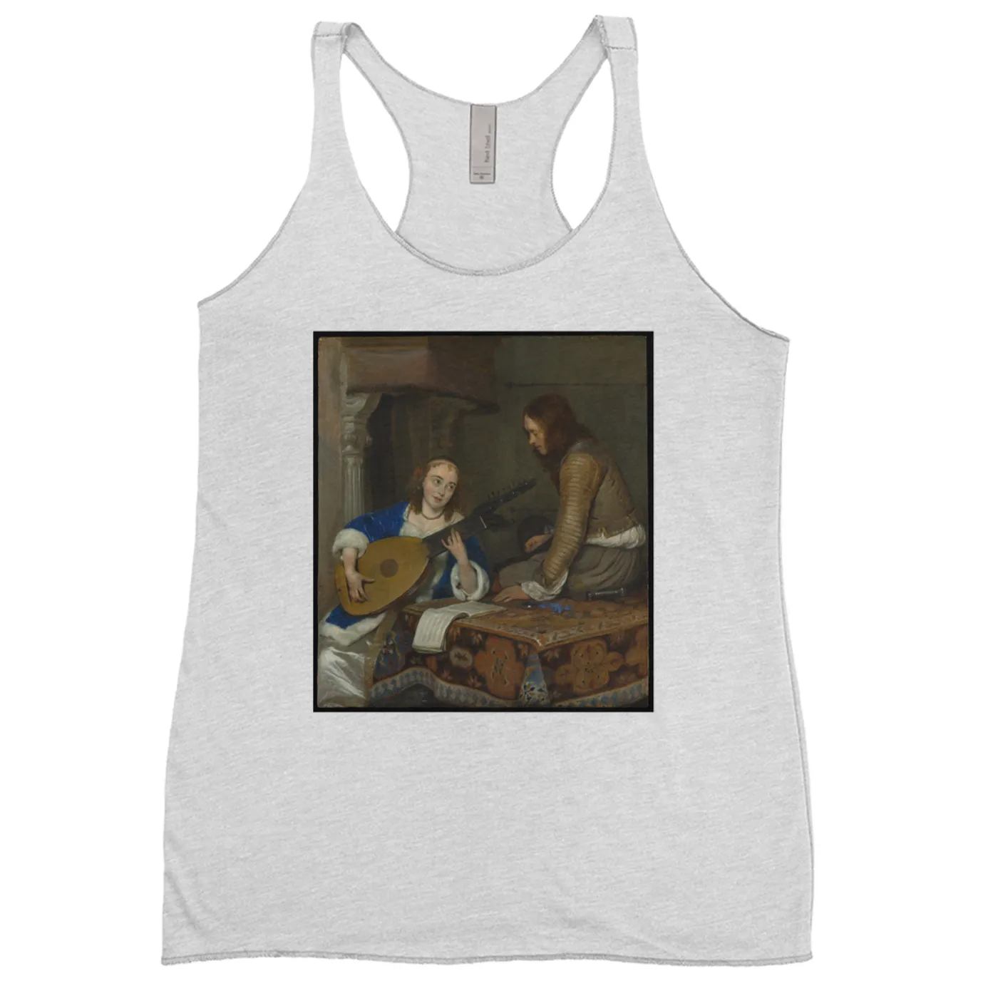 Merchbar Museum Series Ladies' Tank Top | A Woman Playing the Theorbo-Lute and a Cavalier Merchbar Museum Series Shirt