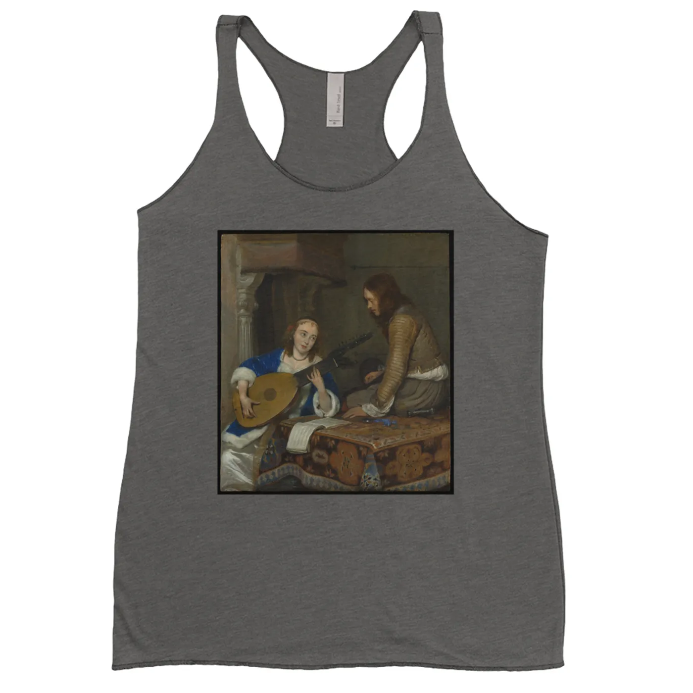 Merchbar Museum Series Ladies' Tank Top | A Woman Playing the Theorbo-Lute and a Cavalier Merchbar Museum Series Shirt