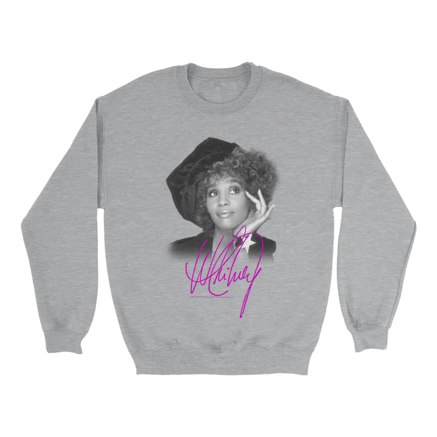 Whitney Houston Sweatshirt | Whitney Star Photoshoot With Signature Distressed Whitney Houston Sweatshirt