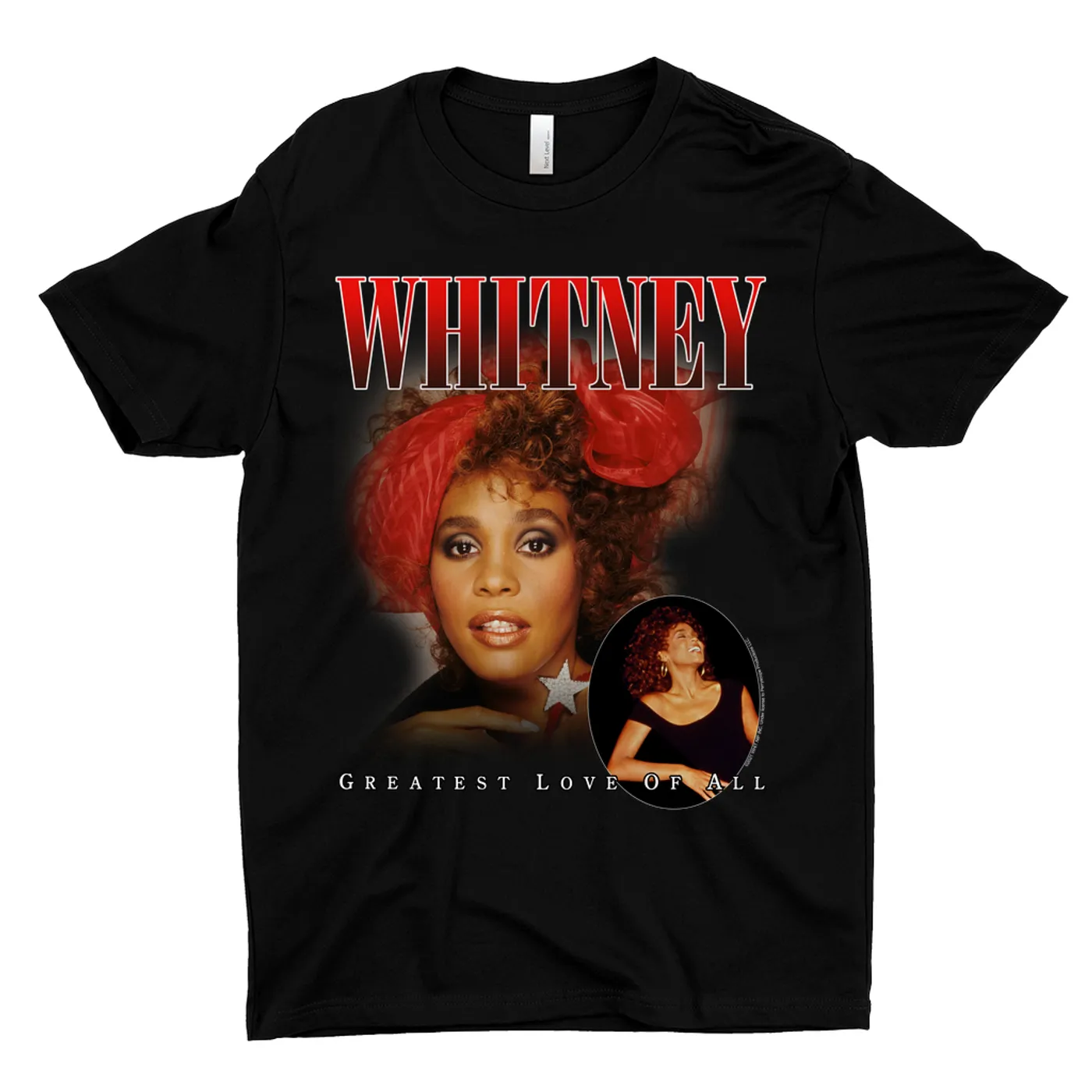 Whitney Houston T-Shirt | Greatest Love Of All Red Photo Collage Design Whitney Houston Shirt