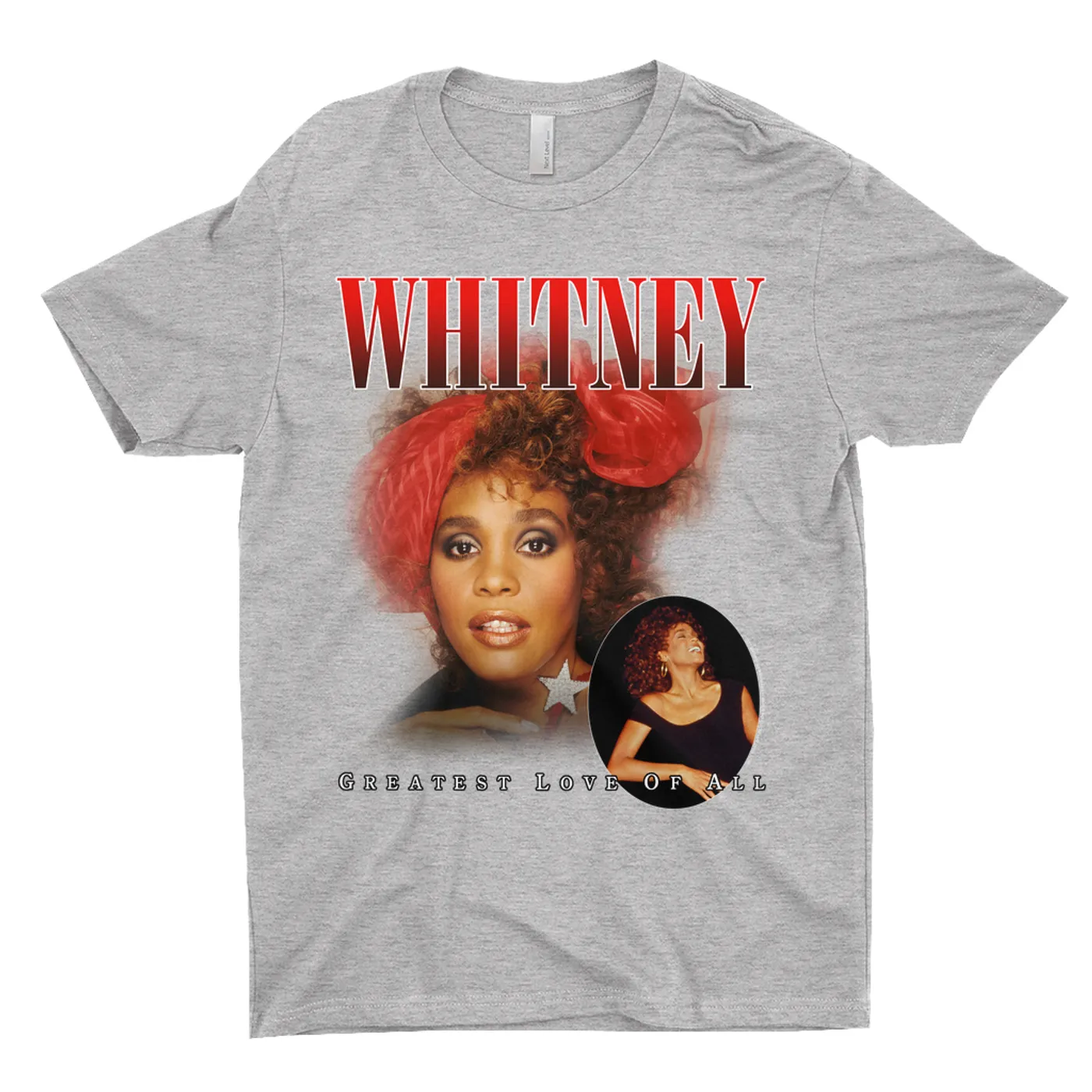 Whitney Houston T-Shirt | Greatest Love Of All Red Photo Collage Design Whitney Houston Shirt